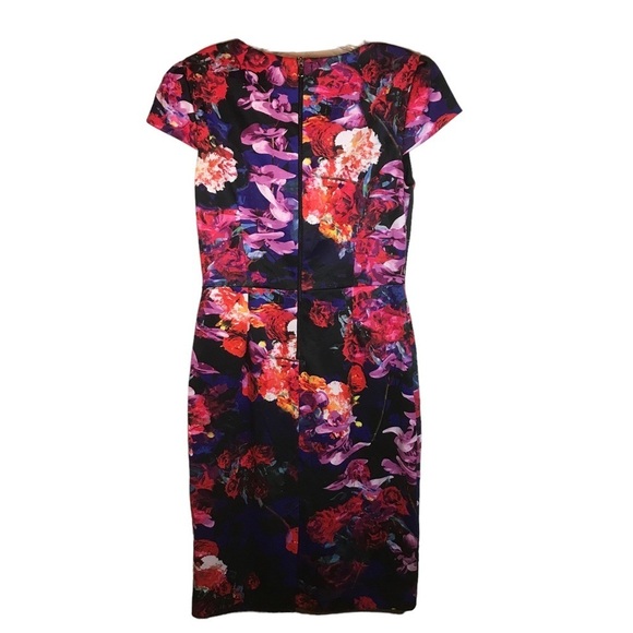 Betsey Johnson women’s midi length floral dress size 6 cap sleeve fully lined - Picture 5 of 13